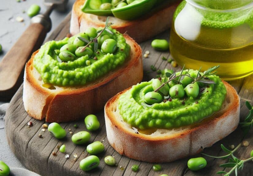 Bruschetta con fave ed erbette