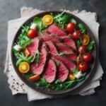 Tagliata di manzo rucola pomodorini
