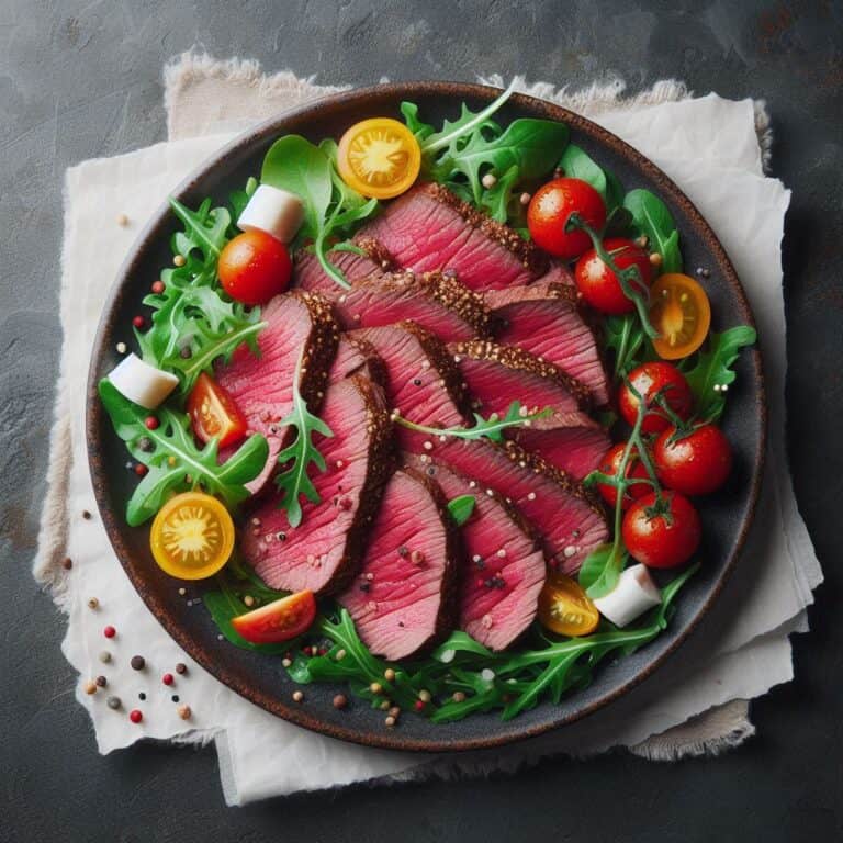 Tagliata di manzo rucola pomodorini