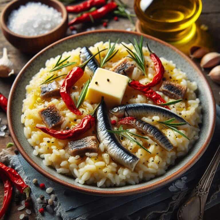 Risotto burro alici e peperoni cruschi
