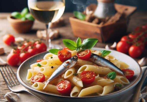 Paccheri allegria con alici e pomodorini