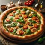Pizza con cornicione ripieno pesto e ricotta pazza