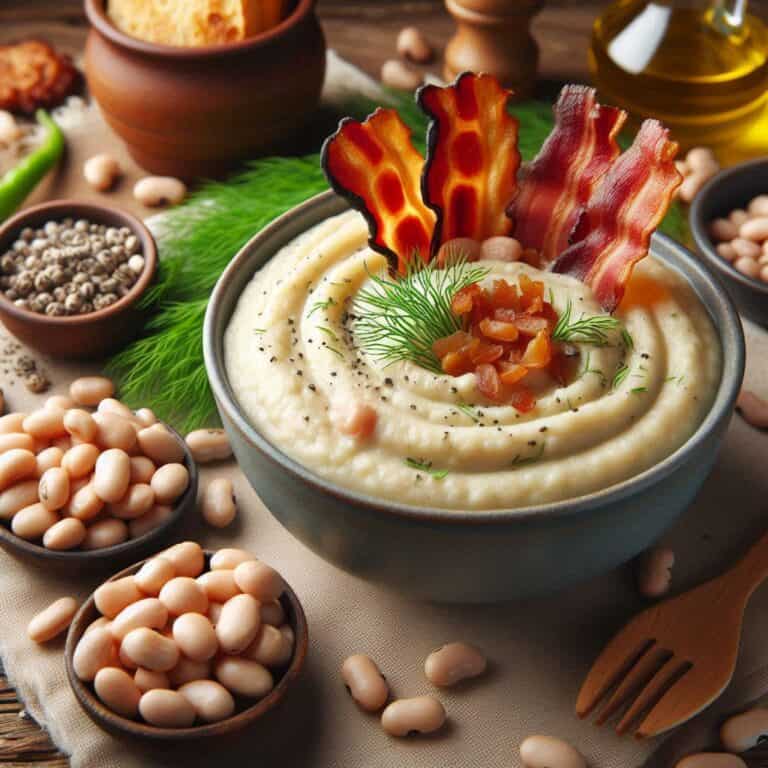 Puré di fagioli speck croccante