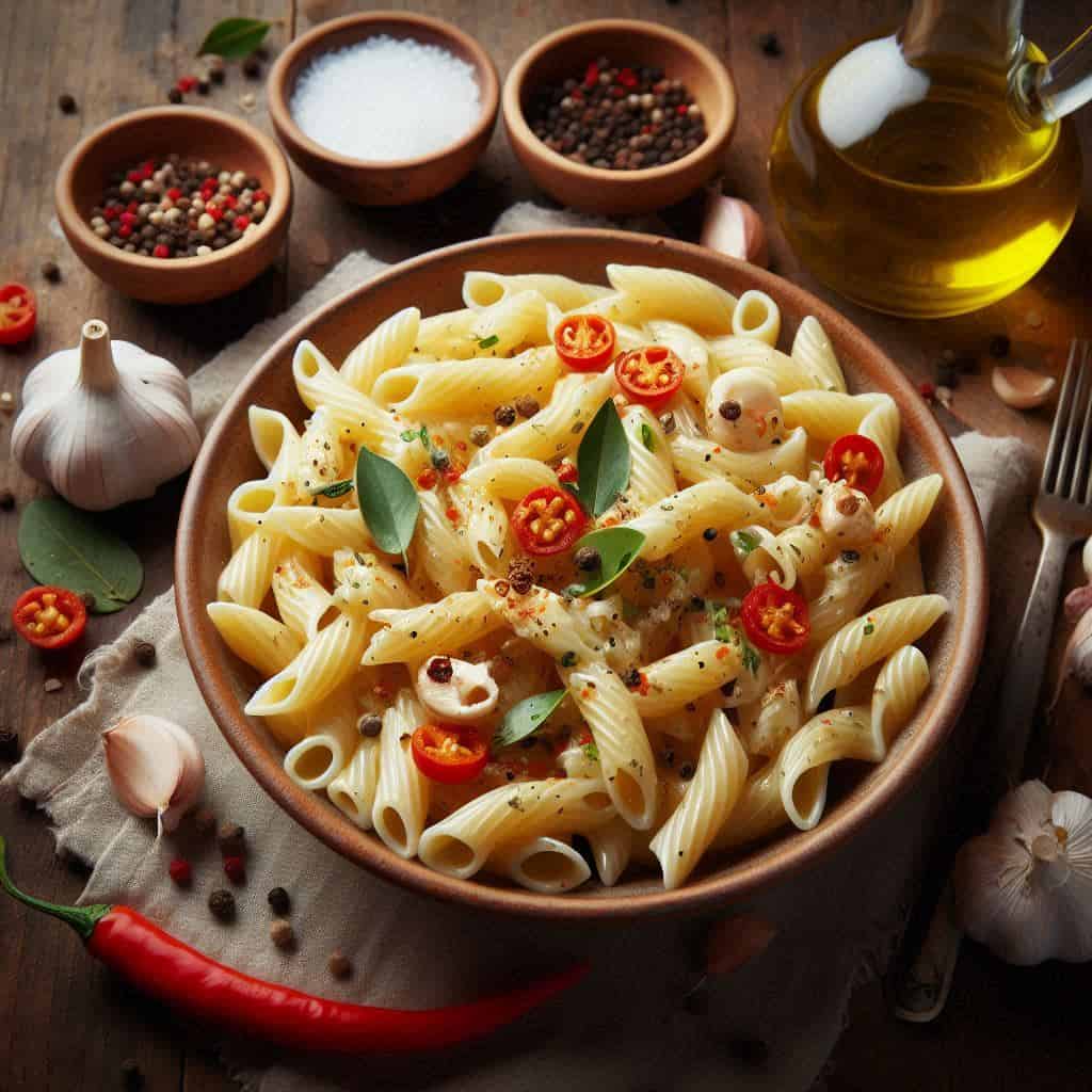 Pasta cremosa aglio olio e peperoncino
