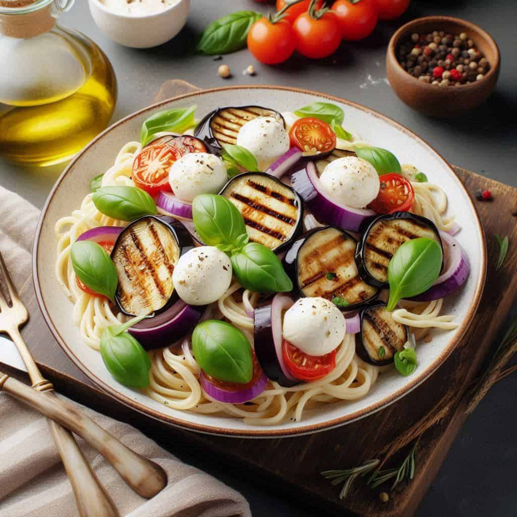 Pasta fredda mozzarella e melanzane - Ricetteinallegria Pasta fredda mozzarella e melanzane