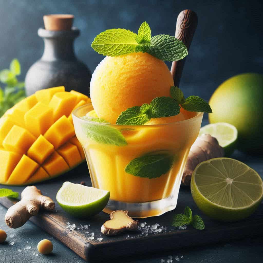 Sorbetto di mango al lime e menta allo zenzero wow - Ricetteinallegria Sorbetto di mango al lime e menta allo zenzero wow