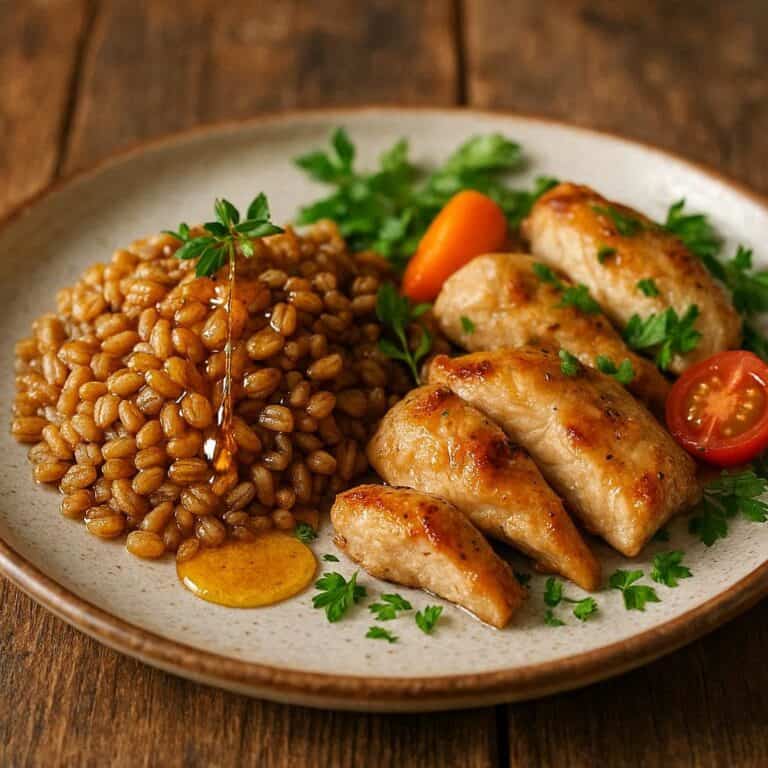 Farro tiepido con pollo al miele