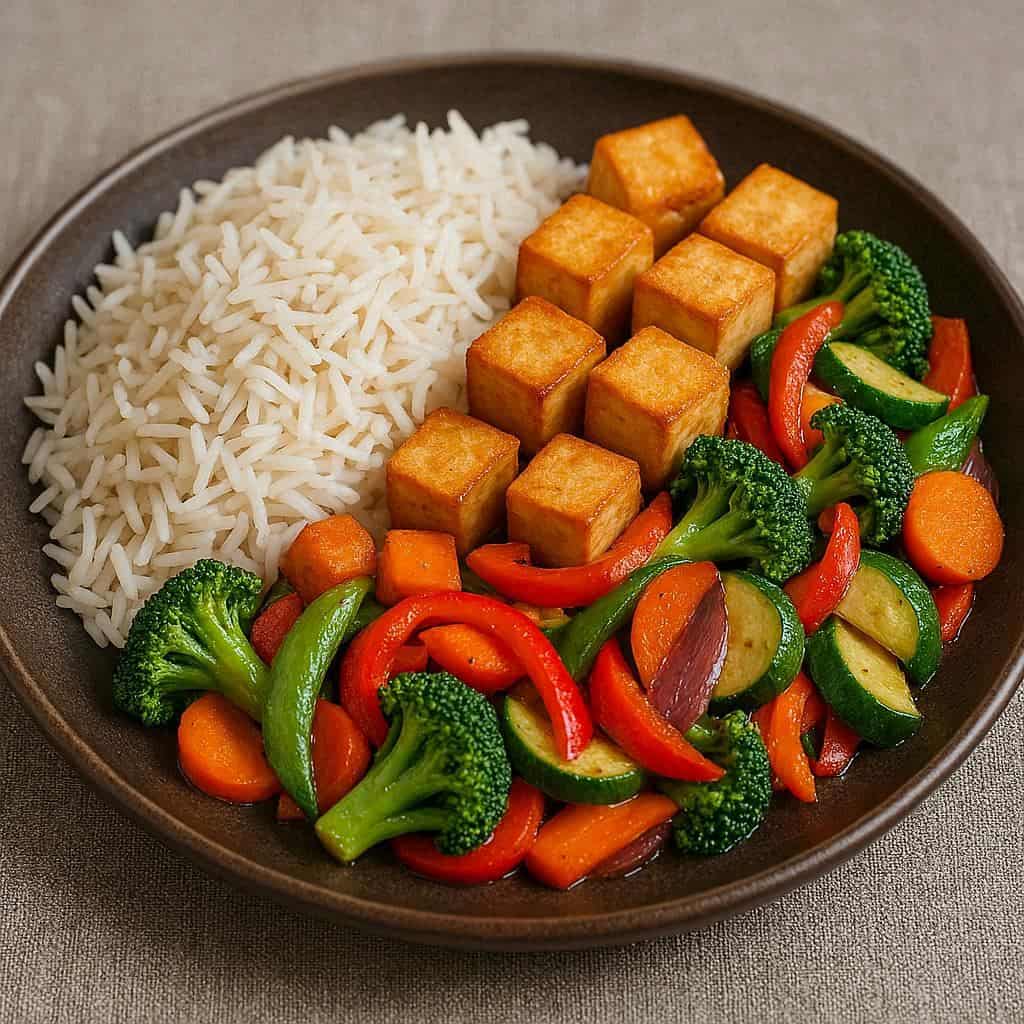 Riso basmati, con tofu alla soia e verdure saltate e risate - Ricetteinallegria Riso basmati, con tofu alla soia e verdure saltate e risate