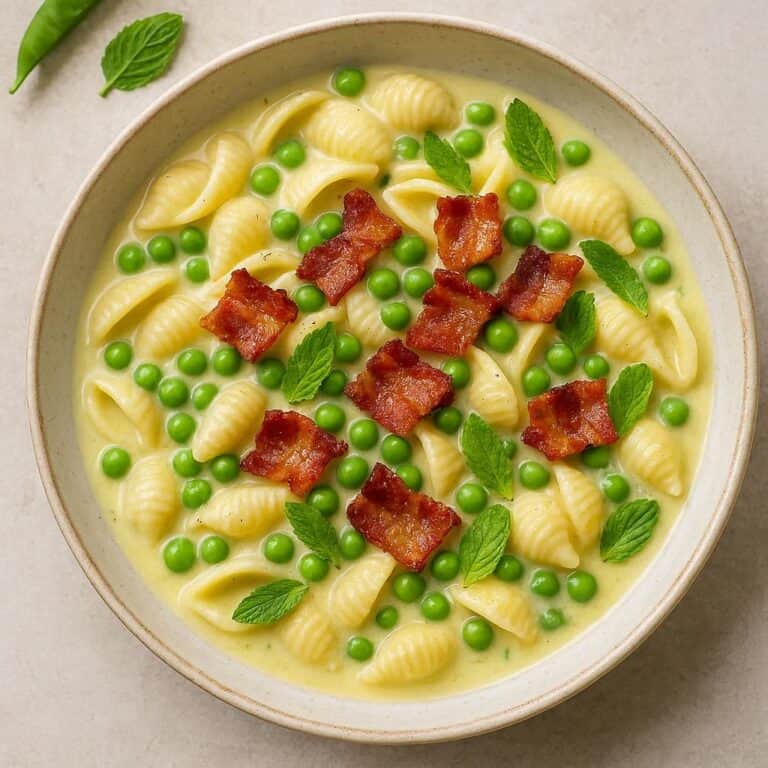 Pasta e piselli con pancetta birichina