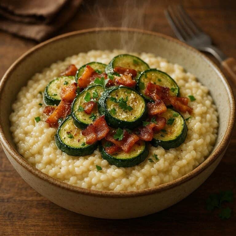 Risotto con zucchine e pancetta