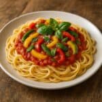 Pasta con sugo di pomodoro e friggitelli