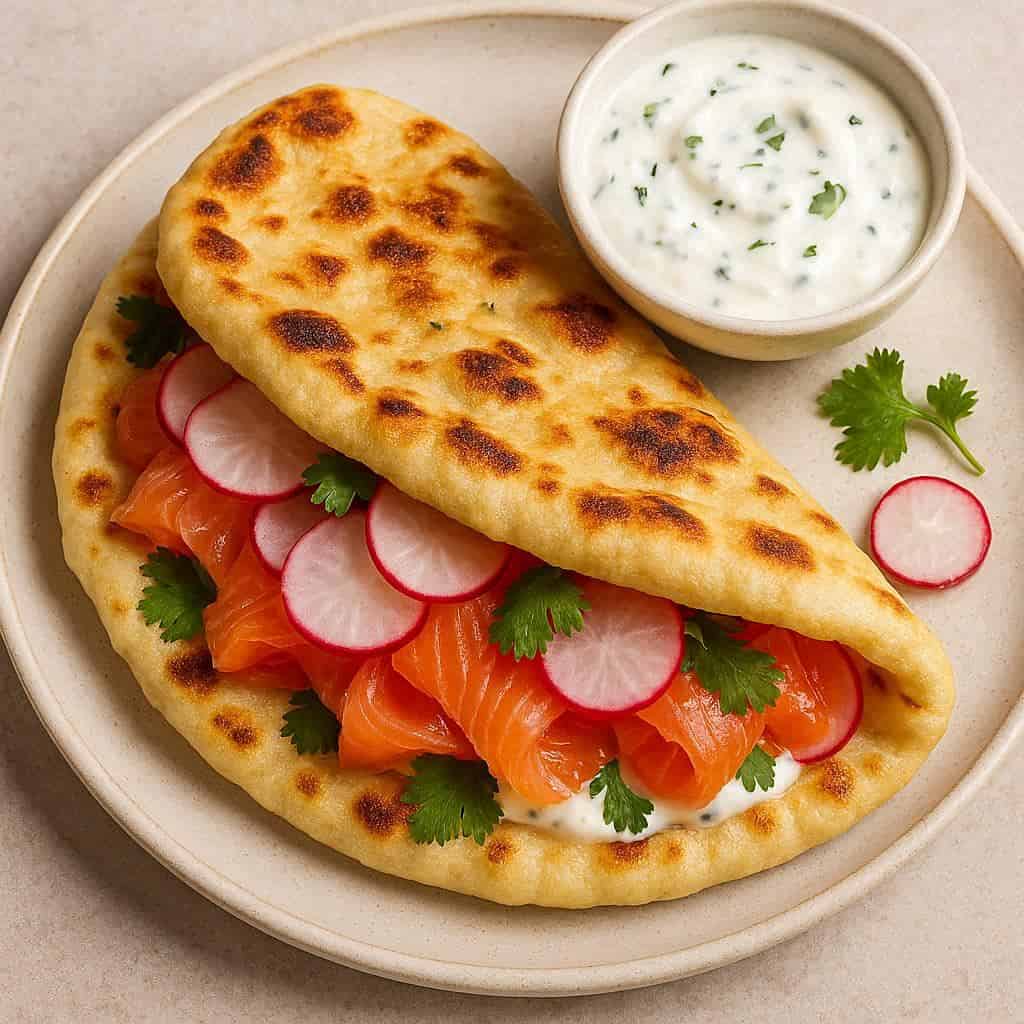 Pane Naan farcito al salmone: caos perfetto - Ricetteinallegria Pane Naan farcito al salmone: caos perfetto